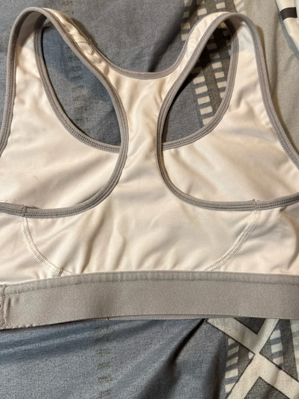 Champion Cream Sports Bra with Gray Trim Racerback
